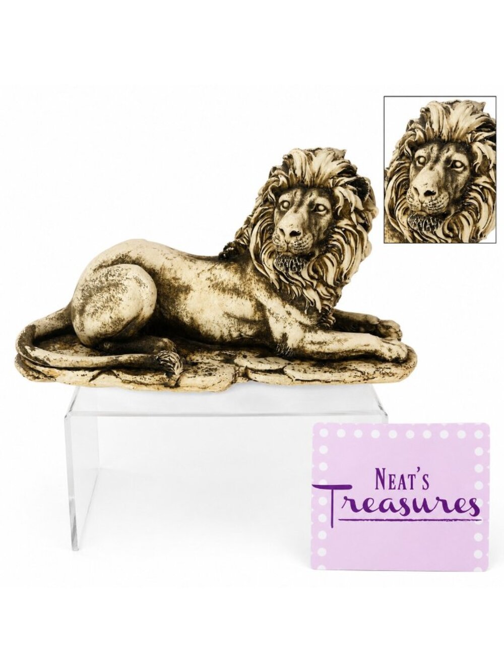 King of The Jungle Loin Resting On Rocks 10.5" Long 6" Tall 4.25" Wide Figurine